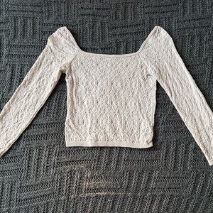 Forever 21 Cream Textured Long Sleeve Top
